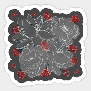 Inverted messy flowers Sticker